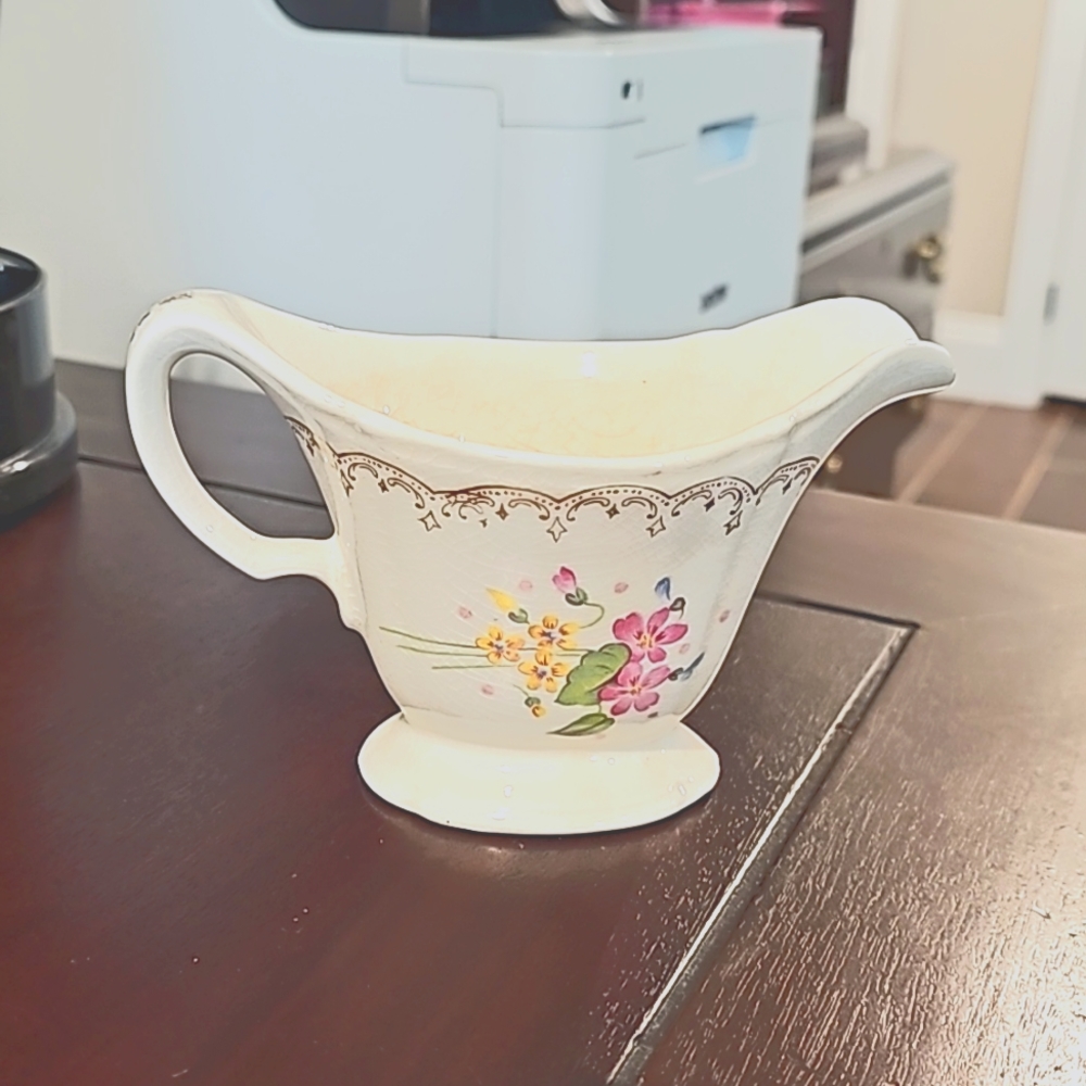 Edwin M Knowles Floral Creamer